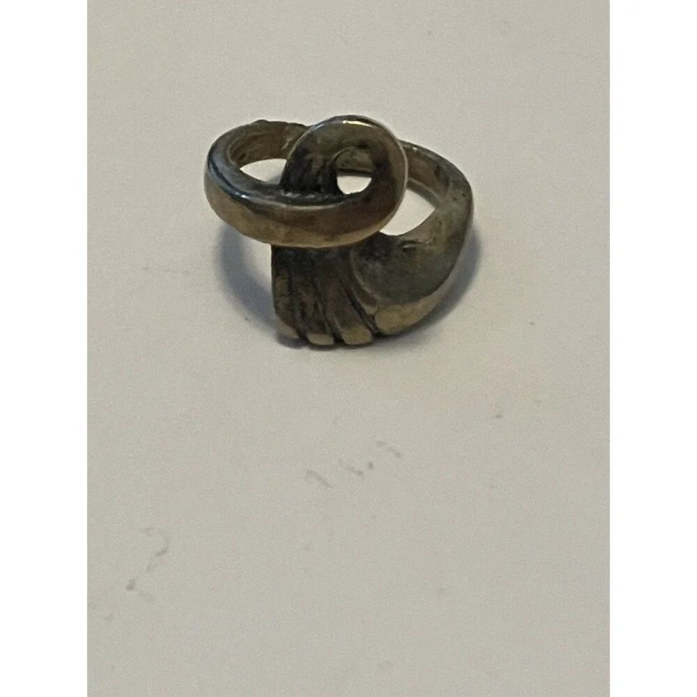 Vintage Ring Modernist Silver Ribbon Swirl Bypass Sculptural Statement Size 4.5
